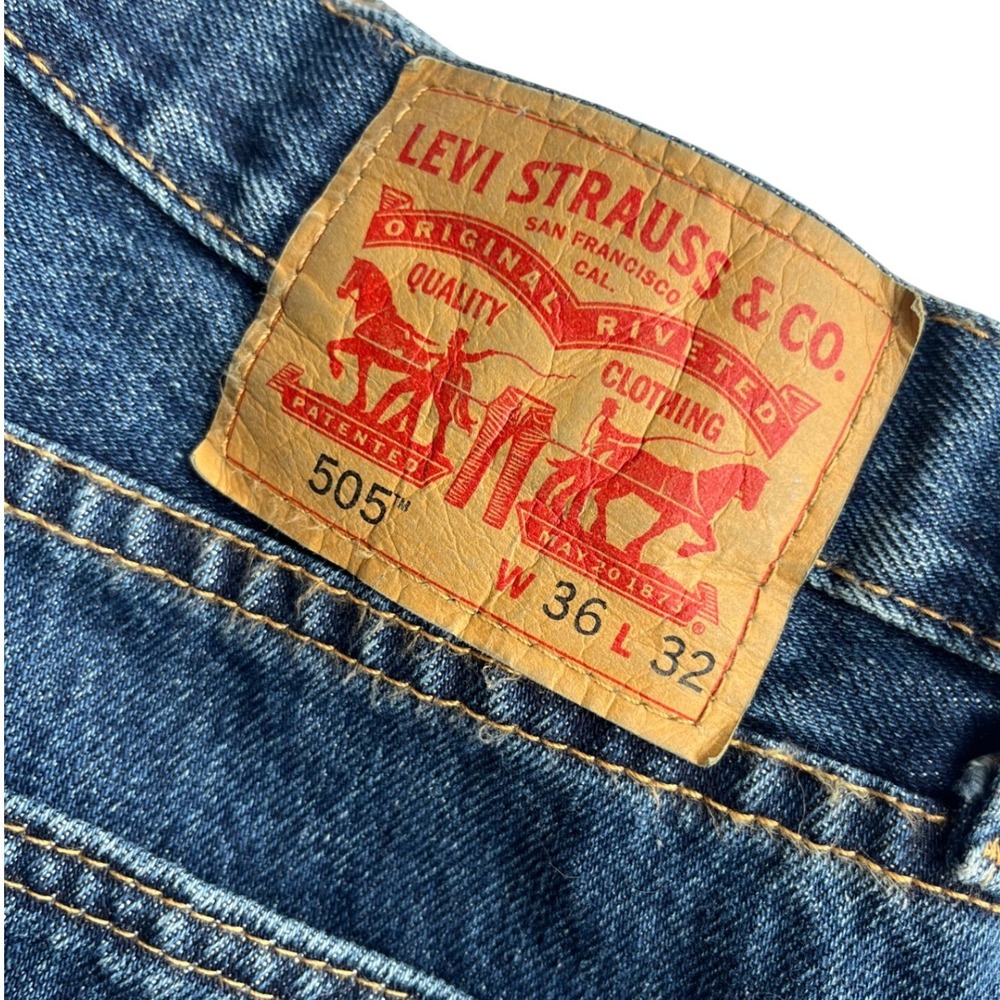 Levi Strauss 505 Mens W36 L32 Dark Wash Straight Fit Blue Denim Classic Jeans